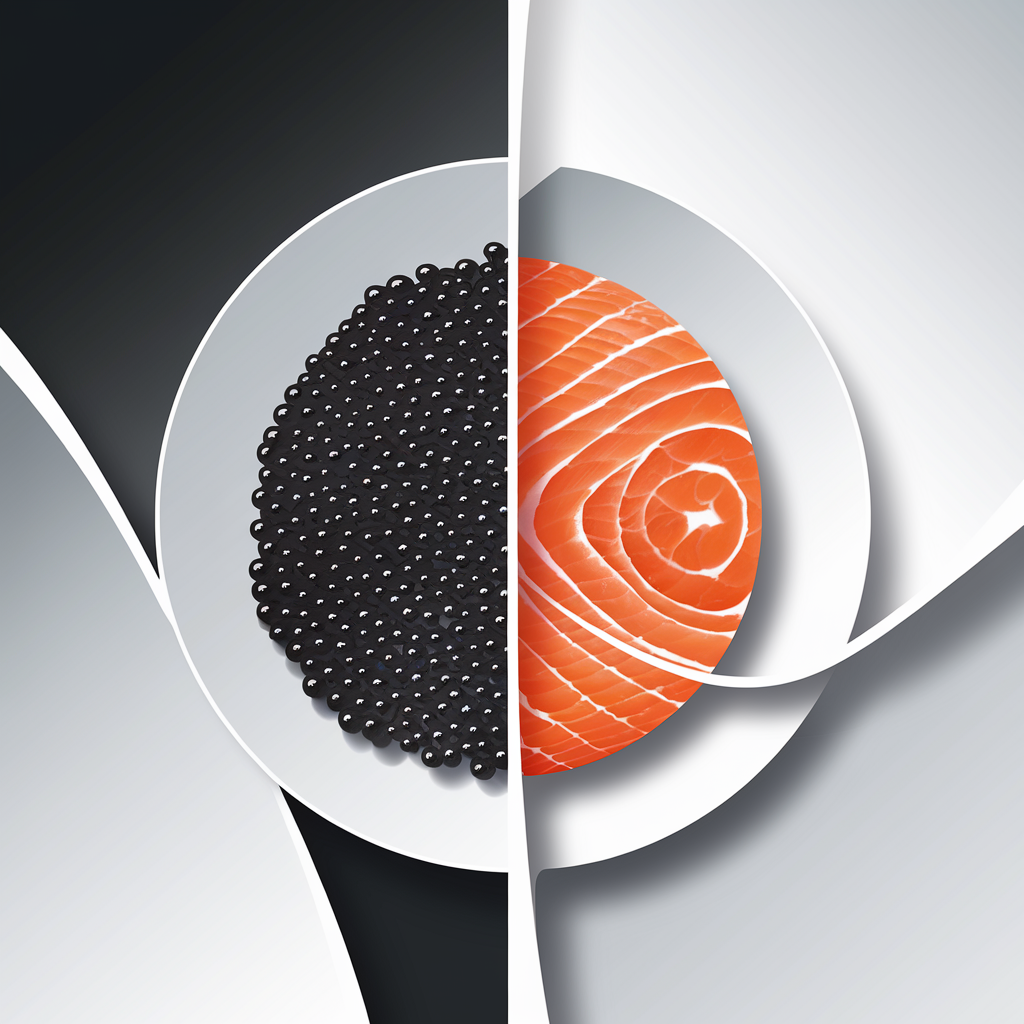 Comparaison entre caviar et saumon fumé pour illustrer NFT contre cryptomonnaie