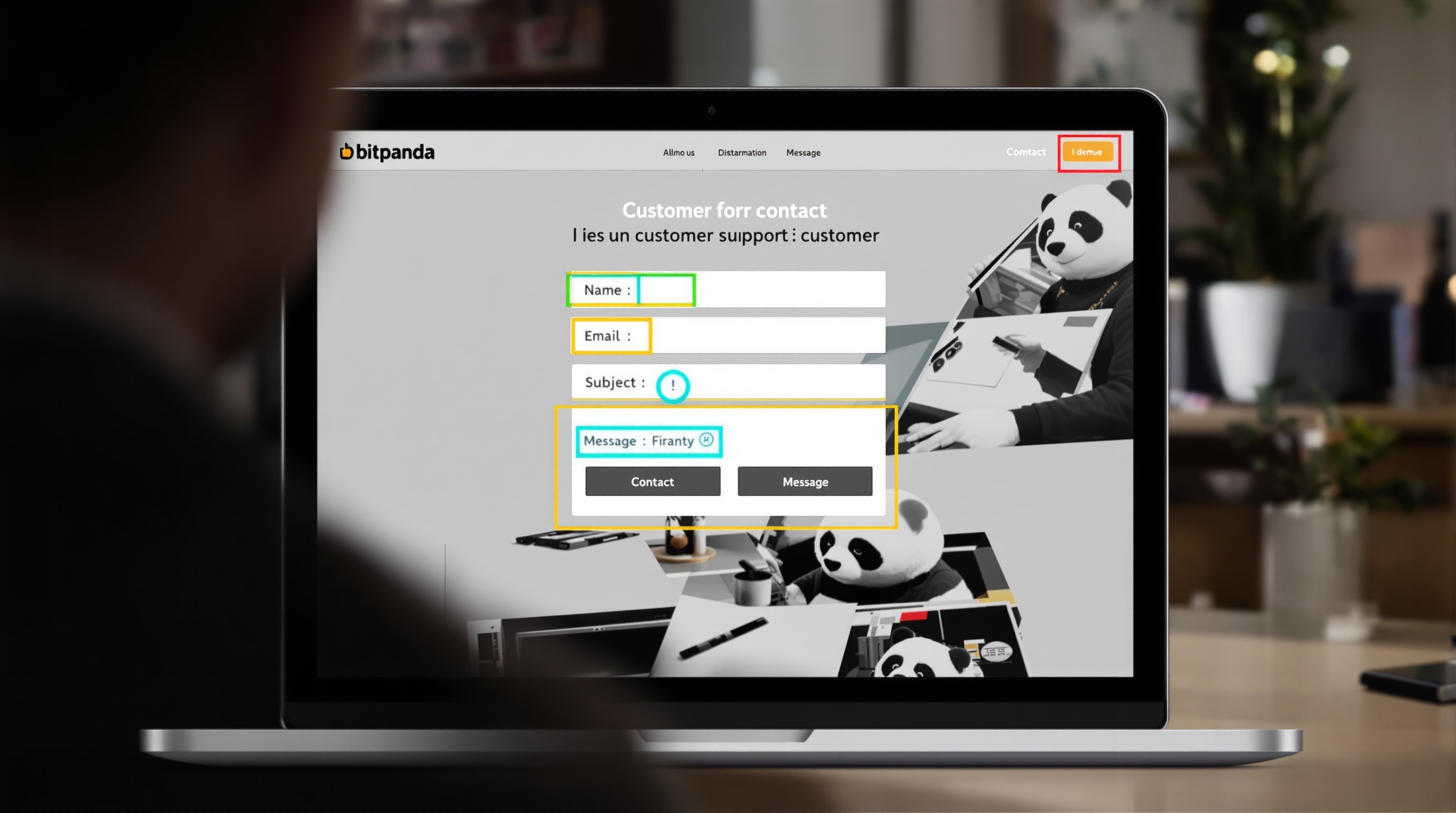 Formulaire contact support Bitpanda illustré