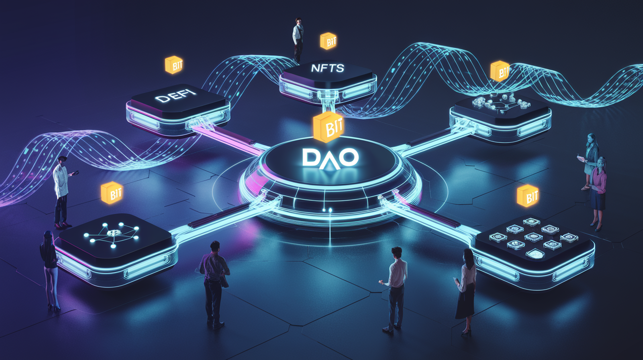 Schéma expliquant le fonctionnement de la DAO BitDAO et le rôle du BIT token