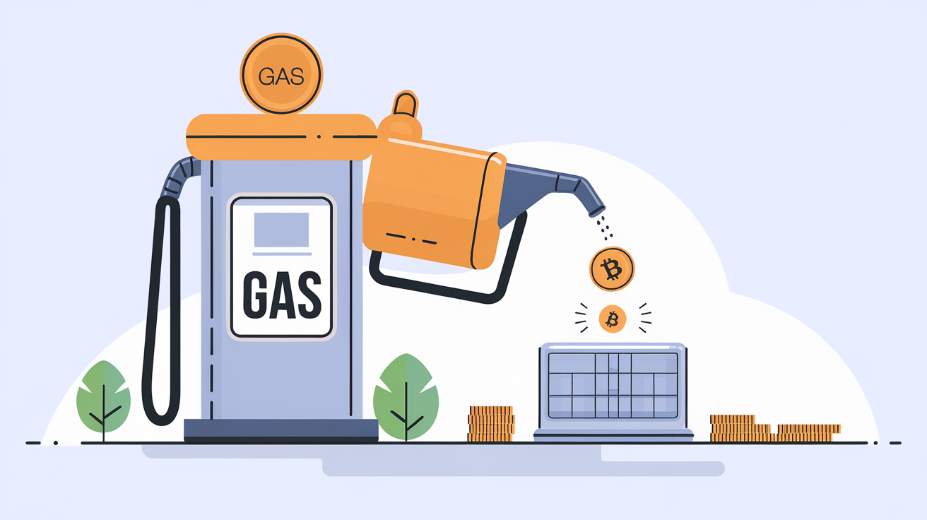 Illustration du Gas comme carburant pour les transactions blockchain.