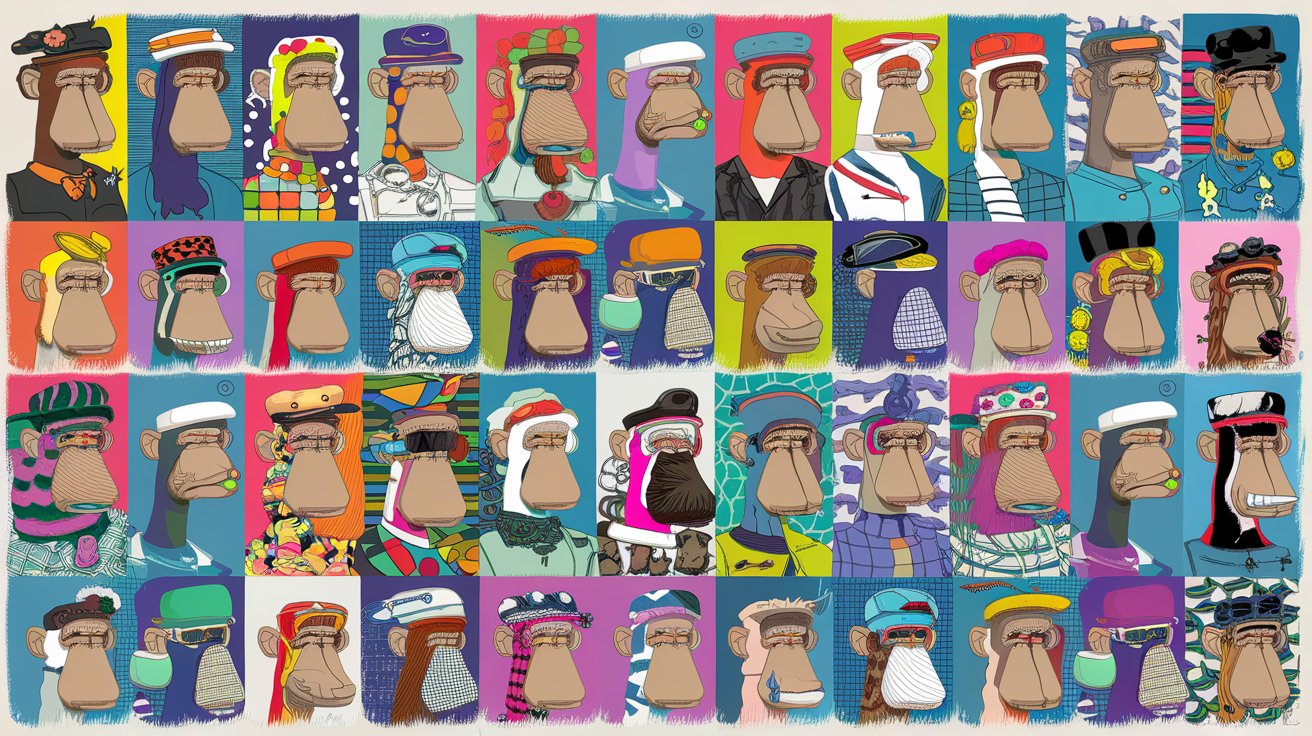 Mosaïque célèbre de la collection Bored Ape Yacht Club (BAYC)
