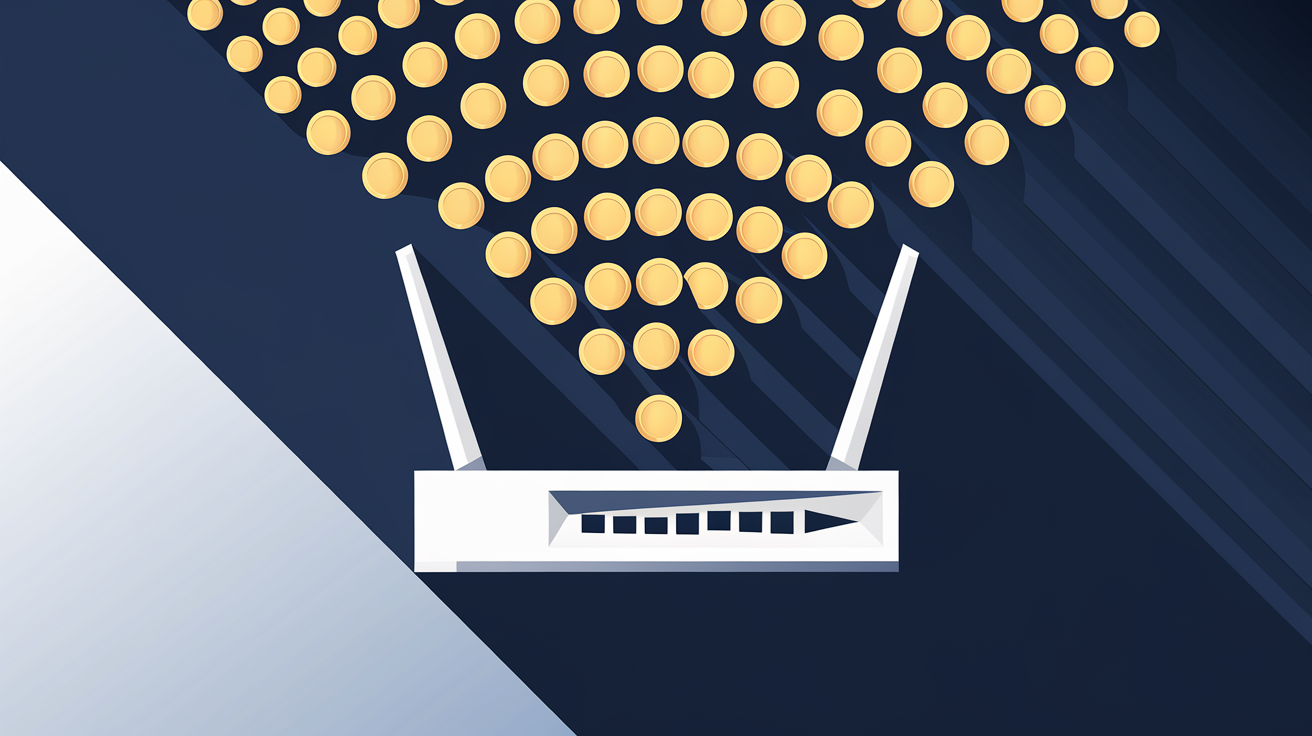 Routeur Wi-Fi distribuant des pièces d'or