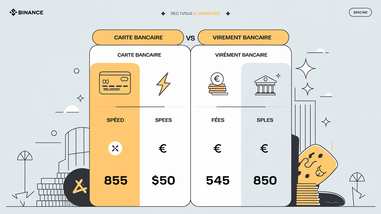 Tableau comparatif carte vs virement pour dépôt sur Binance
