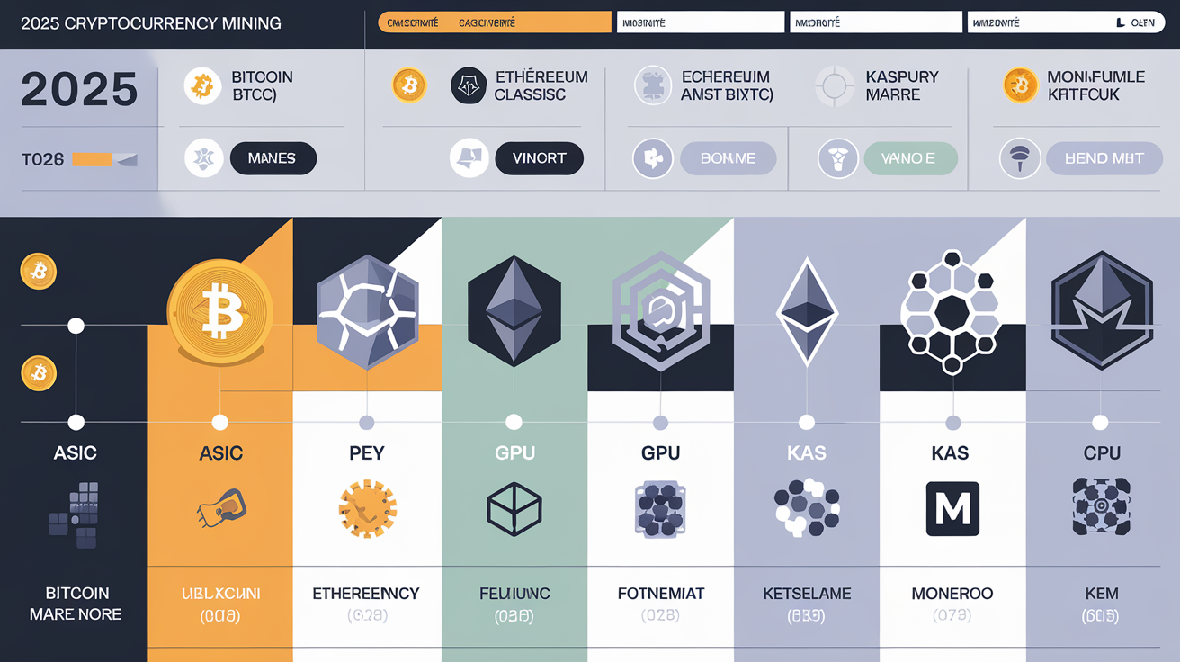 Tableau comparatif des cryptos à miner en 2025
